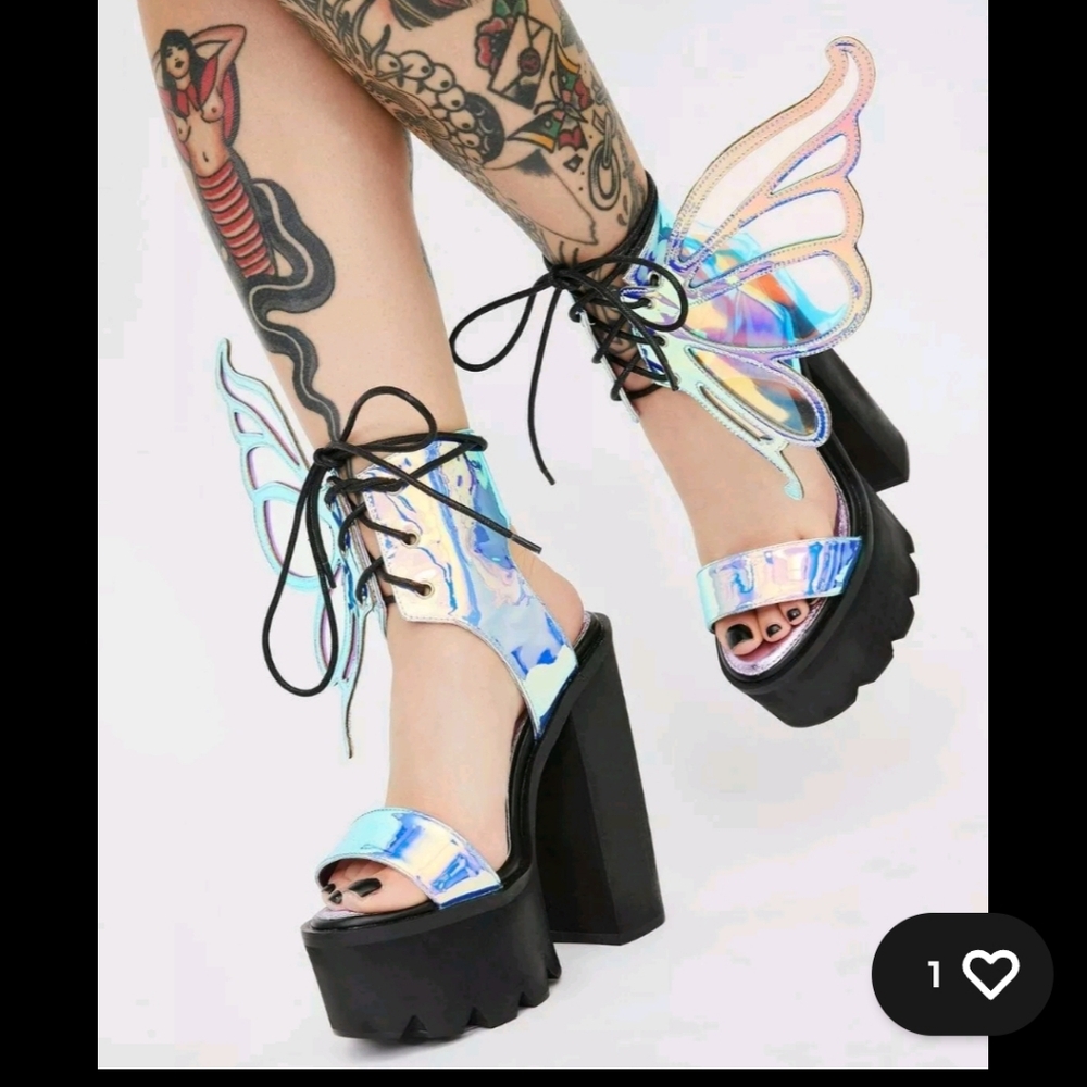 Pixie Princess Winged Heels - Horoscopez-Dolls Kill Sold Out NWOT Holographic